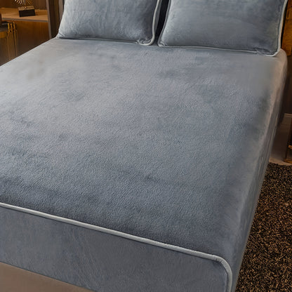 1pc Fitted Sheet, Solid Color Milk Fleece Bedding Sheet For Bedroom Guest Room Hotel, Only Fitted Sheet, Without Pillowcase