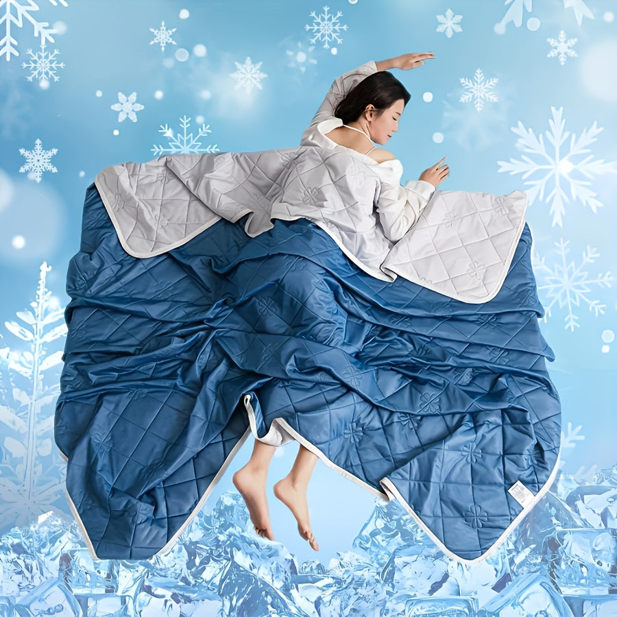 1pc Large Cooling Blanket for Hot Sleepers- Breathable, Sweat Absorbent, Dual-Sided Soft & Lightweight Summer Bedding, 80*90inch, Contemporary Geometric Pattern, 100% Polyester Quilted Throw, Machine Washable, Multipurpose Use, Summer Comfort