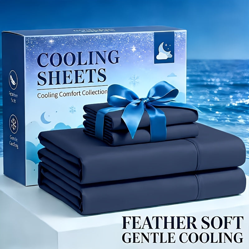 4pcs Cooling Bamboo Fiber Fitted Sheet Set, Children's 4000 TC Extra Deep Pocket 20-inch Sheet, Luxurious Soft Hotel-style Cooling Sheet Set, Suitable for People Who Are Sensitive to Heat, Wrinkle-resistant And Shrink-resistant, Includes Fitted