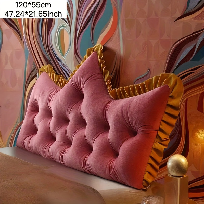 1pc Large Backrest Pillow, Bedside Pillow for Sofa Bed, Crown Shaped Backrest Cushion Pillow, Bedroom Supplies, Home Decor, Shaped Bed Backrest Pillow with Zipper Closure, Decorative Headboard And Tatami Support Cushion for Back Sleepers