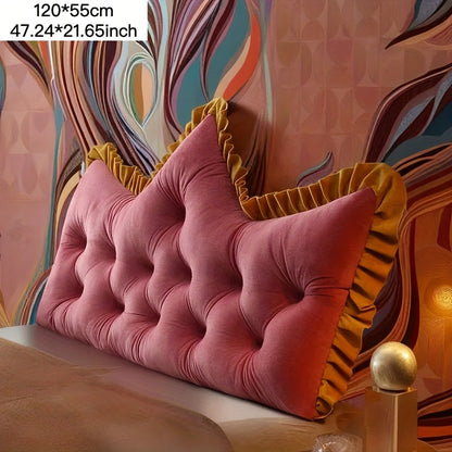 1pc Large Backrest Pillow, Bedside Pillow for Sofa Bed, Crown Shaped Backrest Cushion Pillow, Bedroom Supplies, Home Decor, Shaped Bed Backrest Pillow with Zipper Closure, Decorative Headboard And Tatami Support Cushion for Back Sleepers
