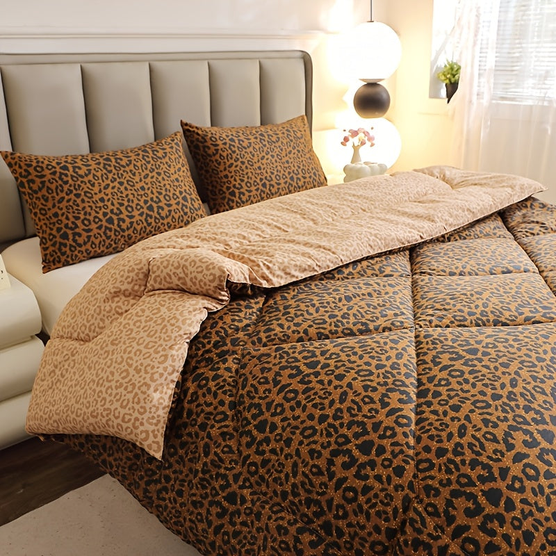 3pcs Fashion Reversible Leopard Print, Ultra-Soft Skin-Friendly Fabric, High-Elastic Filling, Suitable for Autumn Winter Bedroom, Guest Room, Hotel, Sofa, Travel