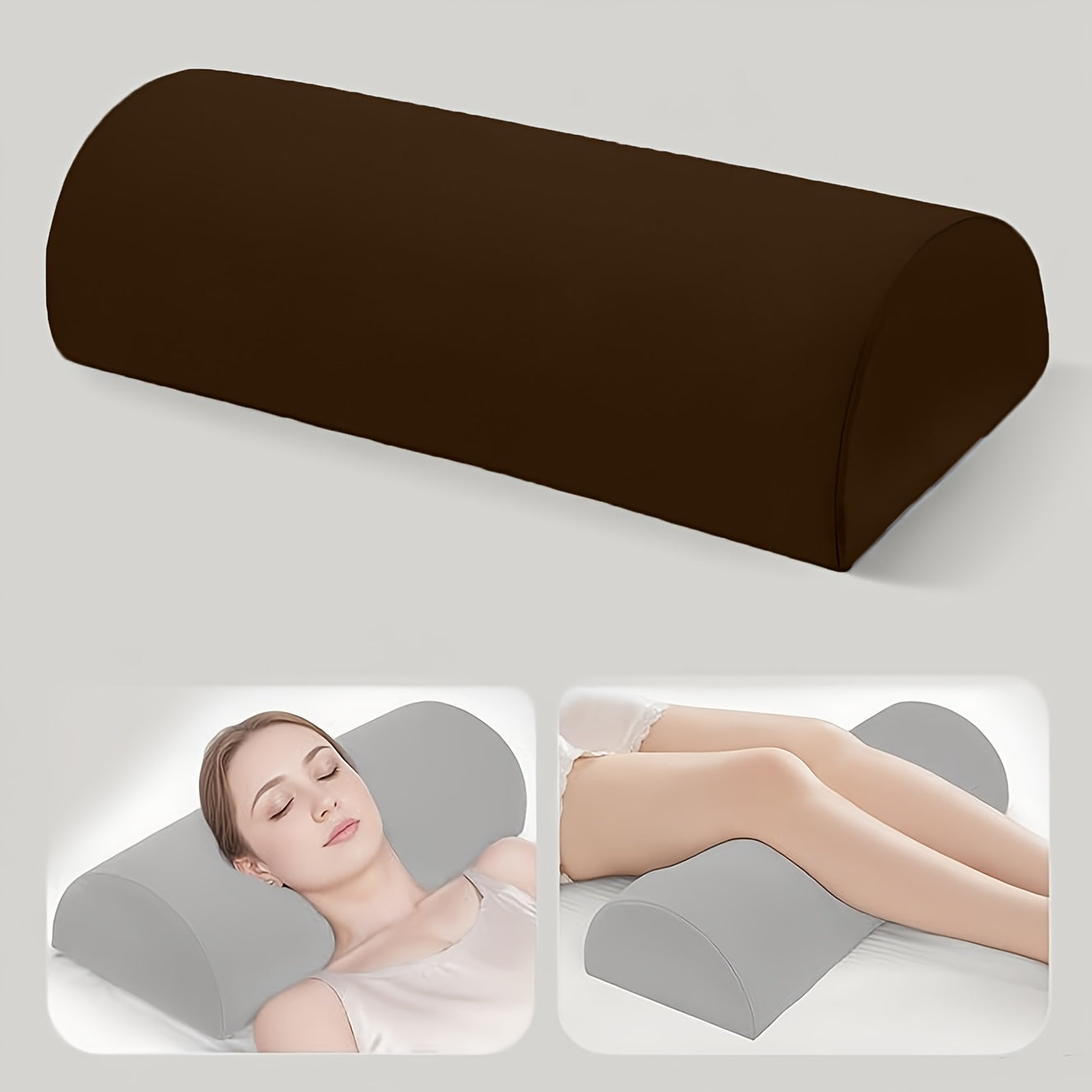 1pc Half Moon Pillow, Leg, Knee, Back of Neck, and Lumbar Support Pillow, Suitable for Back or Side Sleepers, Semi-Rolled Round Pillow, Comfort for Ankles and Feet, Head, Neck, Spine, and Hips