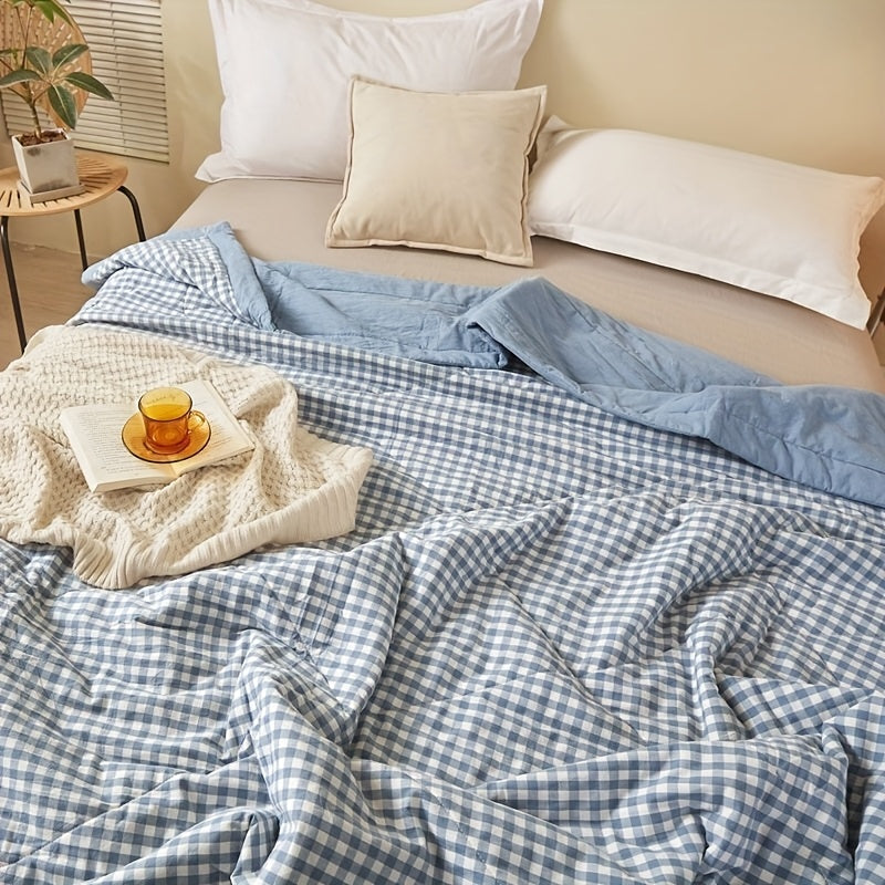 [Soft Skin-Friendly] Soft Skin-Friendly Summer Breeze Quilt | Space Theme, Microfiber Filling, Machine Washable, Lightweight, All-Season, Thin, Plaid Design - Single Piece, No Pillowcase and Bedsheet, Perfect for Warm Weather