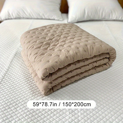 The Latest Ultrasonic Quilted Sandwich Thin Quilt Four Seasons Quilted Bed Cover Bed Sheet Double Solid Color