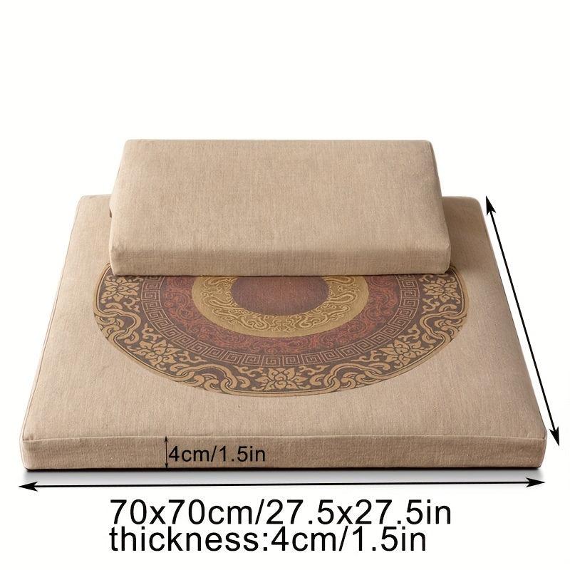 Traditional Japanese Tatami Floor Meditation Cushion - Machine Washable 32-Density Foam with Intricate Floral Pattern, Multi-Use for Yoga, Prayer & Home Decor, Meditation Accessories, Yoga Seating, Artistic Design, Zipper Closure