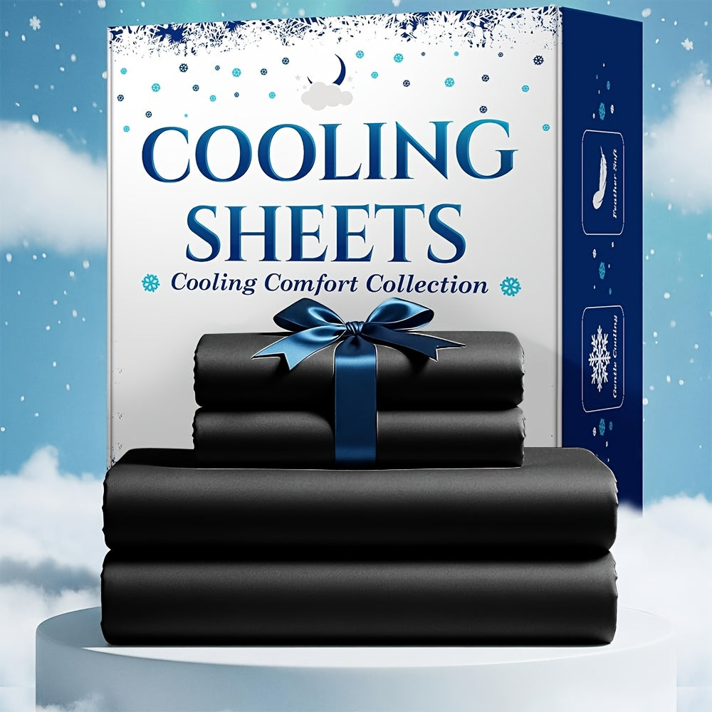 4pcs Cooling Bamboo Bed Sheet Set, Kids 4000 TC Extra Deep Pocket 20 Inch Bed Sheet, Luxury Soft Hotel & Cooling Sheet Set For Hot Sleepers, Wrinkle & Shrink Resistant, Fitted Sheet+Flat Sheet+Pillowcases, Twin/ Full/ Queen/ King, Best Summer Choice