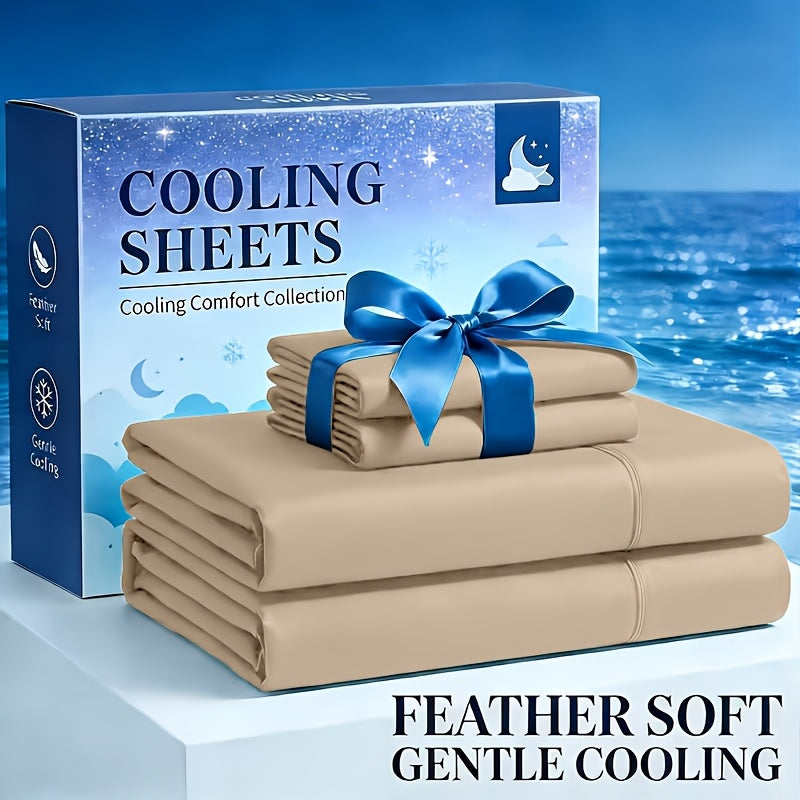 4pcs Cooling Bamboo Fiber Fitted Sheet Set, Children's 4000 TC Extra Deep Pocket 20-inch Sheet, Luxurious Soft Hotel-style Cooling Sheet Set, Suitable for People Who Are Sensitive to Heat, Wrinkle-resistant And Shrink-resistant, Includes Fitted