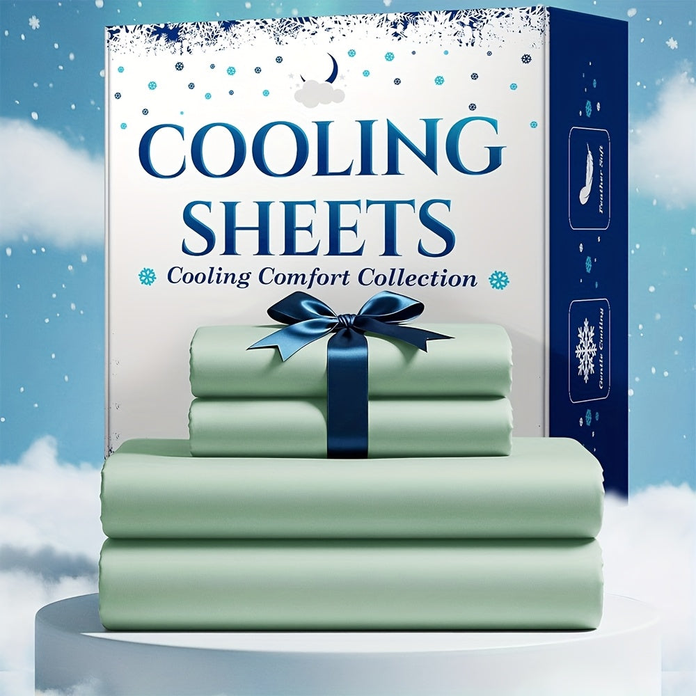 4pcs Cooling Bamboo Bed Sheet Set, Kids 4000 TC Extra Deep Pocket 20 Inch Bed Sheet, Luxury Soft Hotel & Cooling Sheet Set For Hot Sleepers, Wrinkle & Shrink Resistant, Fitted Sheet+Flat Sheet+Pillowcases, Twin/ Full/ Queen/ King, Best Summer Choice