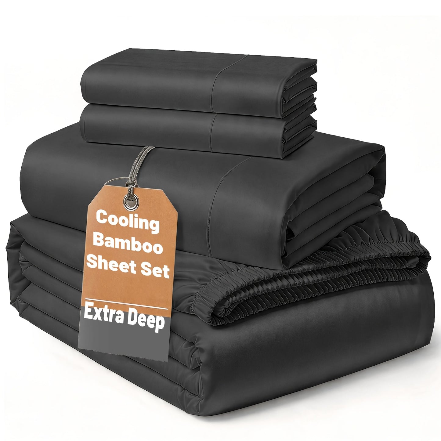 SASTTIE 2400TC Extra Deep Bamboo Cooling Bedding, Breathable & Cooling Hotel Luxury Bed Sheets Set For Child, Easy & Secure Fit - Soft, Wrinkle Free & Comfy Kids Sheet With 15" Deep Pocket, Ultra-Soft & Machine Washable Bedding, Kids Room Decor