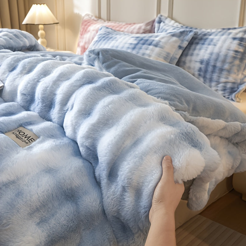 [Soft Winter Quilt] 1pc of Comfortable Winter Quilt, Meticulously Soft, Thickened, Warm Without Feeling Heavy, Relieves Stuffiness, Soft and Lightweight, Faux Rabbit Fur, Milk Velvet, Corn Fiber Quilt Insert. Suitable for Bedroom and Living Room Decoratio