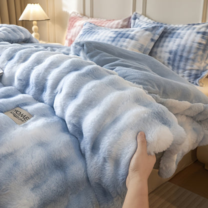 [Soft Winter Quilt] 1pc of Comfortable Winter Quilt, Meticulously Soft, Thickened, Warm Without Feeling Heavy, Relieves Stuffiness, Soft and Lightweight, Faux Rabbit Fur, Milk Velvet, Corn Fiber Quilt Insert. Suitable for Bedroom and Living Room Decoratio