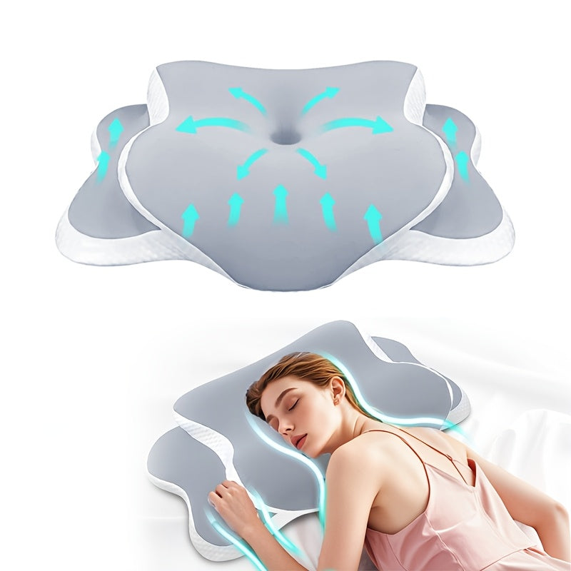 [Ergonomic Neck Pillow] Ergonomic Butterfly Neck Pillow, Cervical Pillow for for Side/Back/Stomach Sleepers, Side and Back Neck Support, Travel & Bed Use, Removable and Washable Cover 60 X 40 X 10cm
