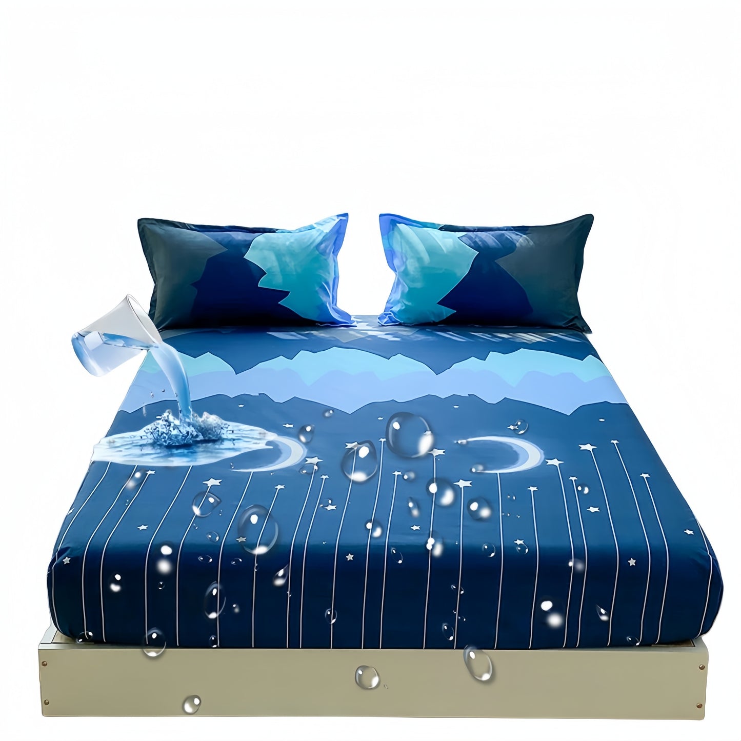 3pcs- Fitted Sheet Floral Cartoon Mattress Protective Cover, Pillowcase Deluxe Mounting Bed Sheets for Urine Control And, Non-Slip Bedding > Mattress Covers And Covers > Mattress Covers
