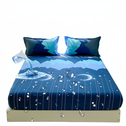 3pcs- Fitted Sheet Floral Cartoon Mattress Protective Cover, Pillowcase Deluxe Mounting Bed Sheets for Urine Control And, Non-Slip Bedding > Mattress Covers And Covers > Mattress Covers
