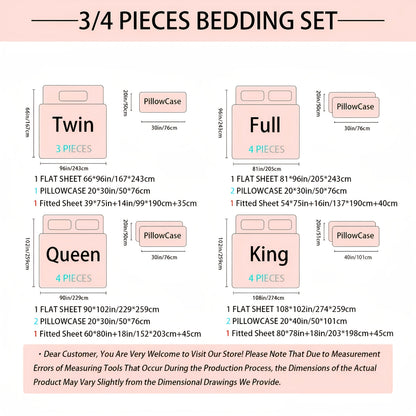 3/4pcs Geometric 1000 Thread Count Grid Pattern Fitted Sheet Set, Bedding for Bedroom, Guest Room, Hotel (1 Flat Sheet + 1 Fitted Sheet + 1/2 Pillowcase, Excluding Core)