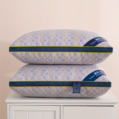 2 Luxury Quality Pillows - Deep Sleep Neck Support, High-Density Non-Sagging All-Season Covers, Vacuum Compressed Packaging, Home Comfort, Designed for Bedding Enthusiasts, Quick Rebound, Soft and Comfortable, Bedroom Relaxation, Modern Sleep