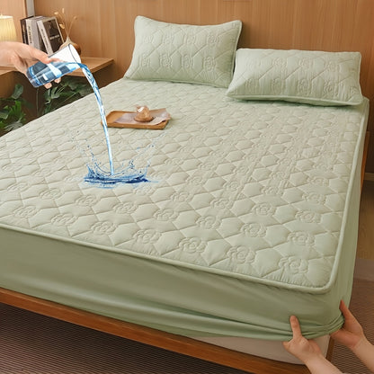 1pc Modern Soft Breathable Waterproof Bed Fitted Sheet - Lightweight, Fitted Mattress Protector For All Beds, Bedding Essentials, Minimalist Design (Excluding Pillowcases)