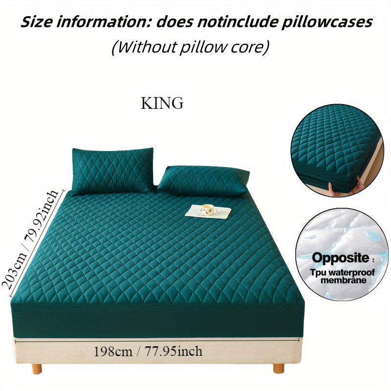 1pc Premium Ultra Soft Quilted Fitted Sheet, Liquid Resistant, Solid Color Mattress Protector, All Season for Bedroom Hotel Dorm Single And Double Beds (No Pillowcases)