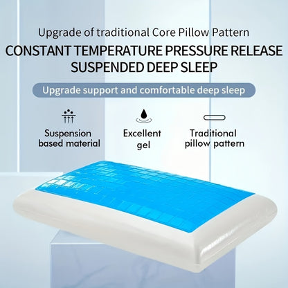 Gel Pillow, Cool Sleep Support, Back and Side Sleeping Support, Low-rebound Cooling Gel Sleep Pillow, Single Piece