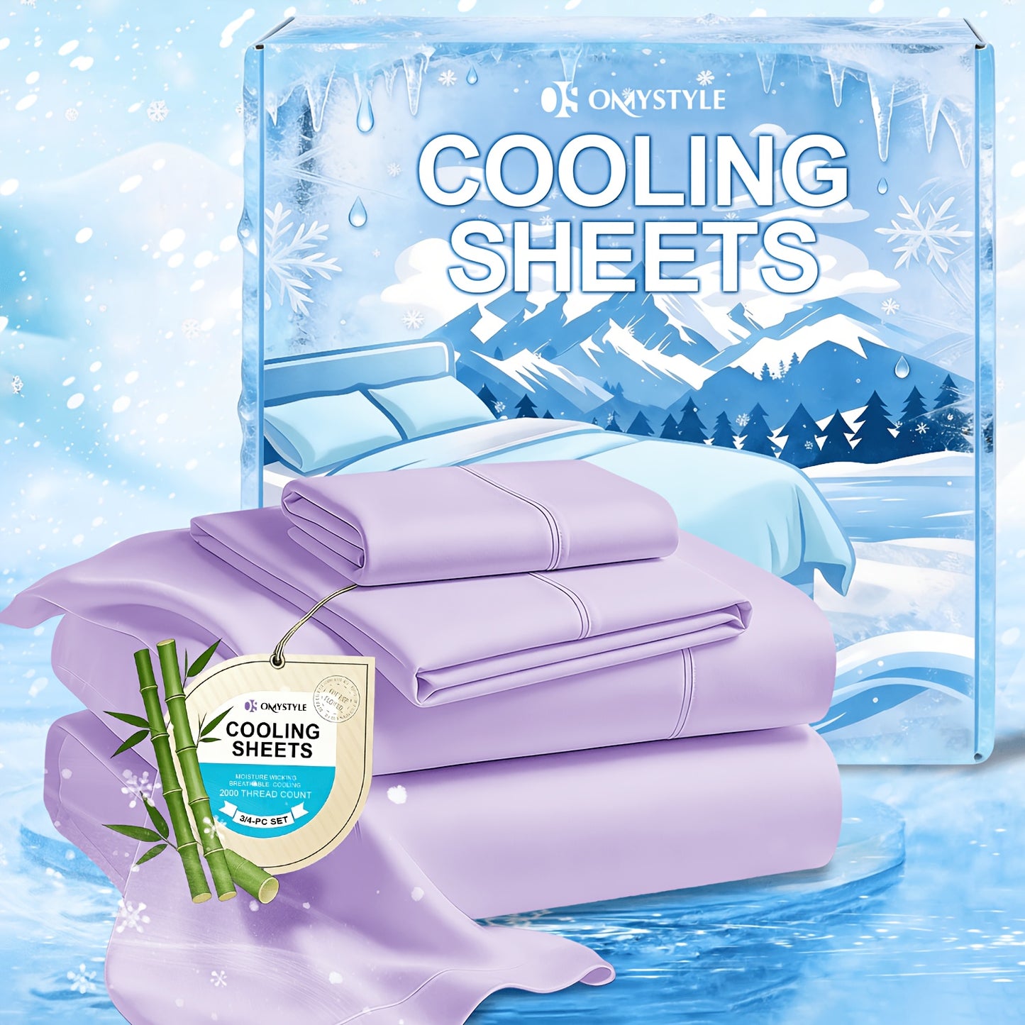 Deep Pocket Cooling Bamboo Sheets Set - Ultra Soft Bamboo Queen Sheets Set - Breathable & Skin-Friendly, Kids Fitted Sheet, Flat Sheet And Pillowcases - Super Soft, Wrinkle Free - Perfect Gift for Ice Cooling Sleep
