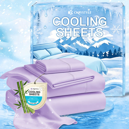 Deep Pocket Cooling Bamboo Sheets Set - Ultra Soft Bamboo Queen Sheets Set - Breathable & Skin-Friendly, Kids Fitted Sheet, Flat Sheet And Pillowcases - Super Soft, Wrinkle Free - Perfect Gift for Ice Cooling Sleep