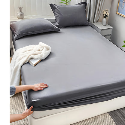 3pcs Soft And Breathable Solid Color Bed Sheet Set, 14" Deep Pocket, All-Season Comfort, Includes 1 Fitted Sheet & 1 Or 2 Pillowcases, Machine Washable for Easy Care