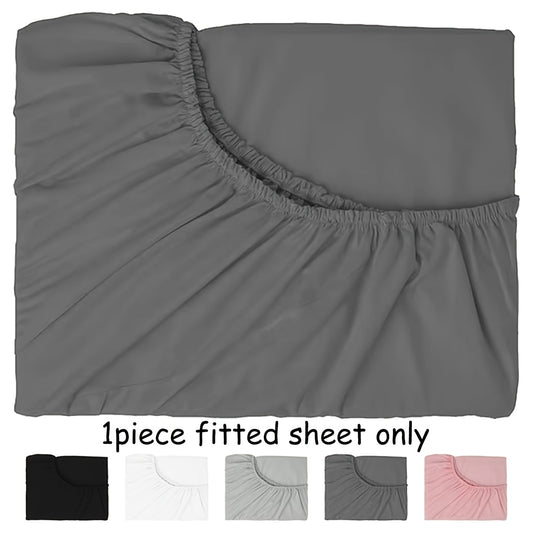 100% Microfiber Ultra-Soft 60"x80" Full/Queen Size Fitted Sheet, Fits Up to 14" Deep Pocket Mattress, Hotel Style Bedding Mattress Protector, Machine Washable, Fade-Resistant, Dark Gray
