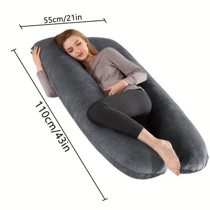 Pregnancy Pillow J Shaped Full Body Pillow with Velvet Cover, 60 Inches Maternity Pillow for Pregnant Women Back, Legs And Belly Support, As Halloween, Chrismas Gift