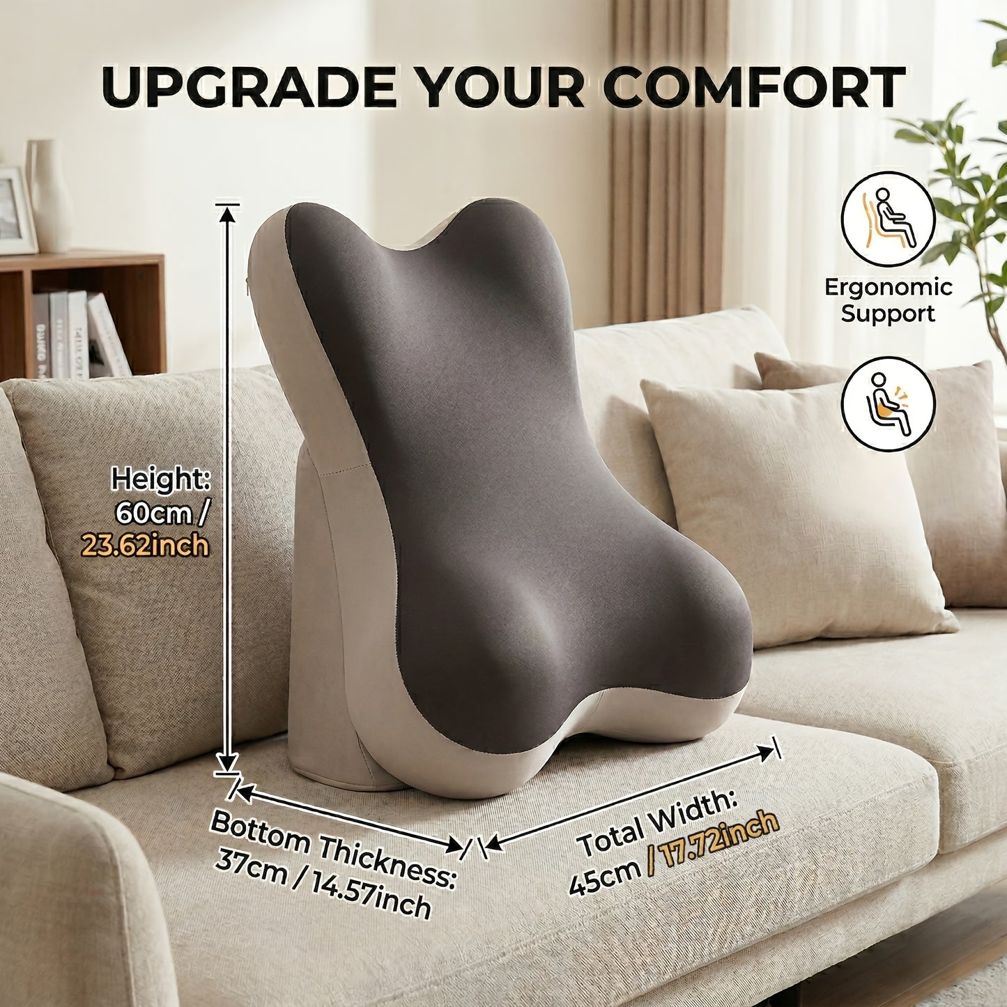 Reading Bed Rest Pillow, 2pcs Adjustable Memory Foam Wedge Pillow, Extra Large Backrest for Sitting Up in Bed, Cozy Triangle Cushion for Watching TV, Gaming, Laptop, Relaxing, Leg Elevation, Detachable Headrest, Washable Cover for Adults