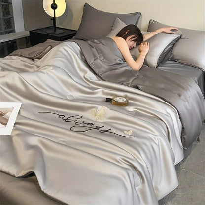 1pc Luxury Soft Summer Cool Quilt, Ultra-Soft Summer Cooling Blanket, Breathable Skin-Friendly Thin Bedding for All Seasons, Machine Washable, Ideal for Single/Double Beds, Hotel-Level Elegance for Bedroom, Guest Room, Office, Couch, And Travel