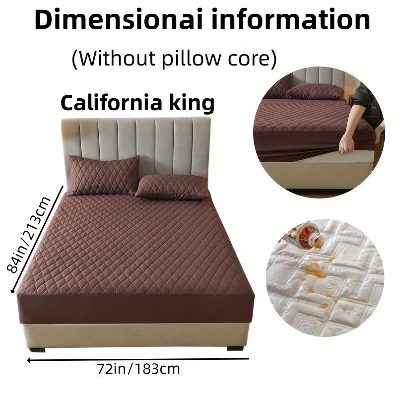 2/3pcs Two-Piece/Three-Piece Multi-Color Waterproof Fitted Sheet Set Waterproof Mattress Protector Fitted Sheet and Pillowcase Set Anti-slip Full Cover Protection Cover