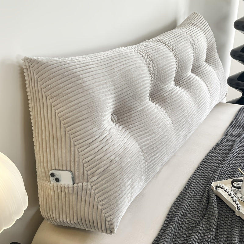 1pc Plush Large Pillow, Bedhead Cushion, Wedge-Shaped Velvet Cushion, Thick And Warm, with Fine Fabric, Utilized for Relaxation on The Bedhead Or Sofa