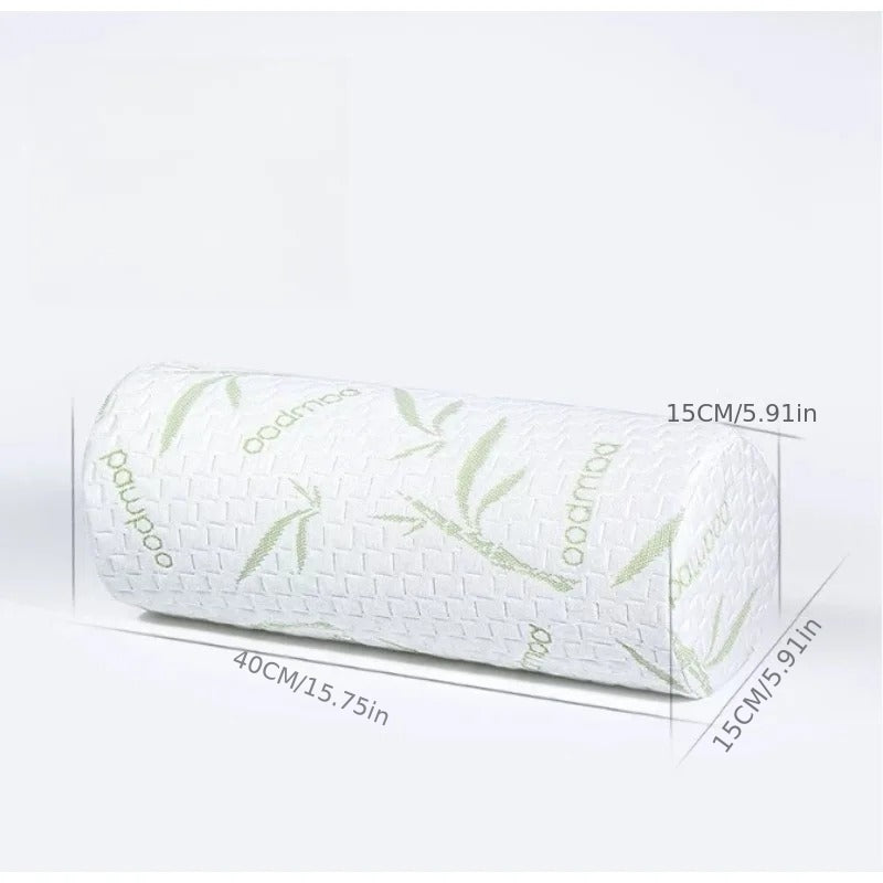 Bamboo Leaf Printed Neck Support Pillow, Ergonomic Cervical Support Pillow, Soft Cylindrical Bolster Cushion for Neck, Back & Legs, Comfort Pillow for Home & Office