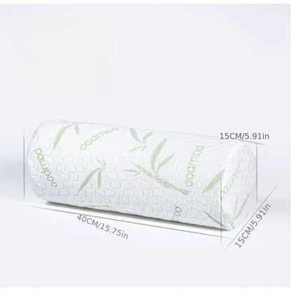 Bamboo Leaf Printed Neck Support Pillow, Ergonomic Cervical Support Pillow, Soft Cylindrical Bolster Cushion for Neck, Back & Legs, Comfort Pillow for Home & Office