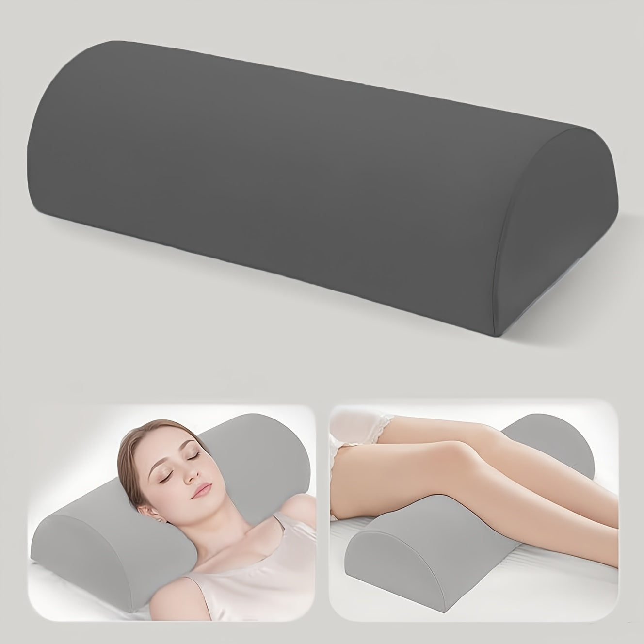 1pc Half Moon Pillow, Leg, Knee, Back of Neck, and Lumbar Support Pillow, Suitable for Back or Side Sleepers, Semi-Rolled Round Pillow, Comfort for Ankles and Feet, Head, Neck, Spine, and Hips