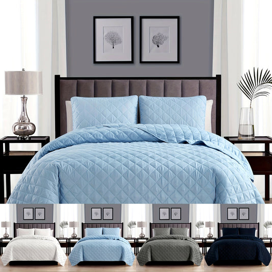 2/3pcs Diamond Quilt Set, All-season Bedding Set-Includes Quilt and Shams, Soft, Hypoallergenic, Breathable, Machine Washable, Wrinkle Free, Fade Resistant, Shrink Resistant