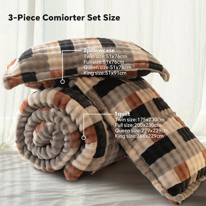 Extra-Thick Fleece Quilt Set- Bedding for Christmas Room Decor, Thickened Down Quilt Set, Comforter Sets Queen, Christmas Decorations for Home, Blankets