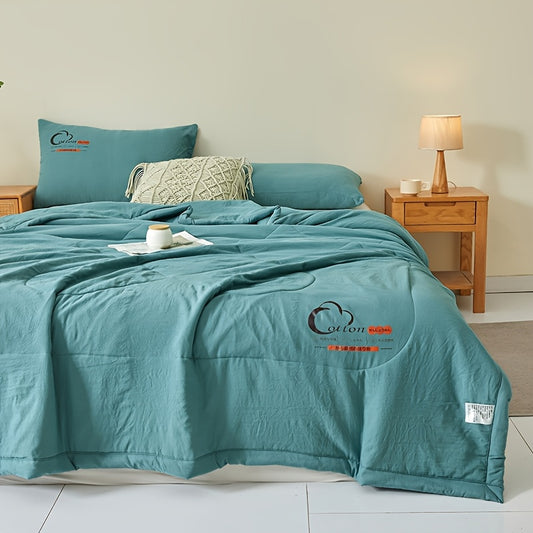 Japanese Super Soft Summer Cooling Quilt - Breathable Air Conditioning Blanket, Machine Washable All-Season Bedspread for Bedroom/Guest Room, Plain Color Stitched Design, Perfect Gift (No Pillow)