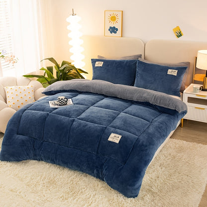 1pc Contemporary Thick Velvet Quilt, Machine Washable, All-Season Use with Polyester Filling and Cover for Bed, Sofa, Camping - Suitable for Bedroom, Guest Room, Dorm, Outdoor, Warm Quilt with Multi-Needle Quilting Technology, Fluffy Lightweight
