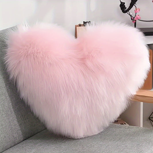 Nordic Style Long Plush Throw Pillow, Suitable for Sofa And Bed, Easy Modern Design with Heart-Shaped Trendy Pillow Including Insert