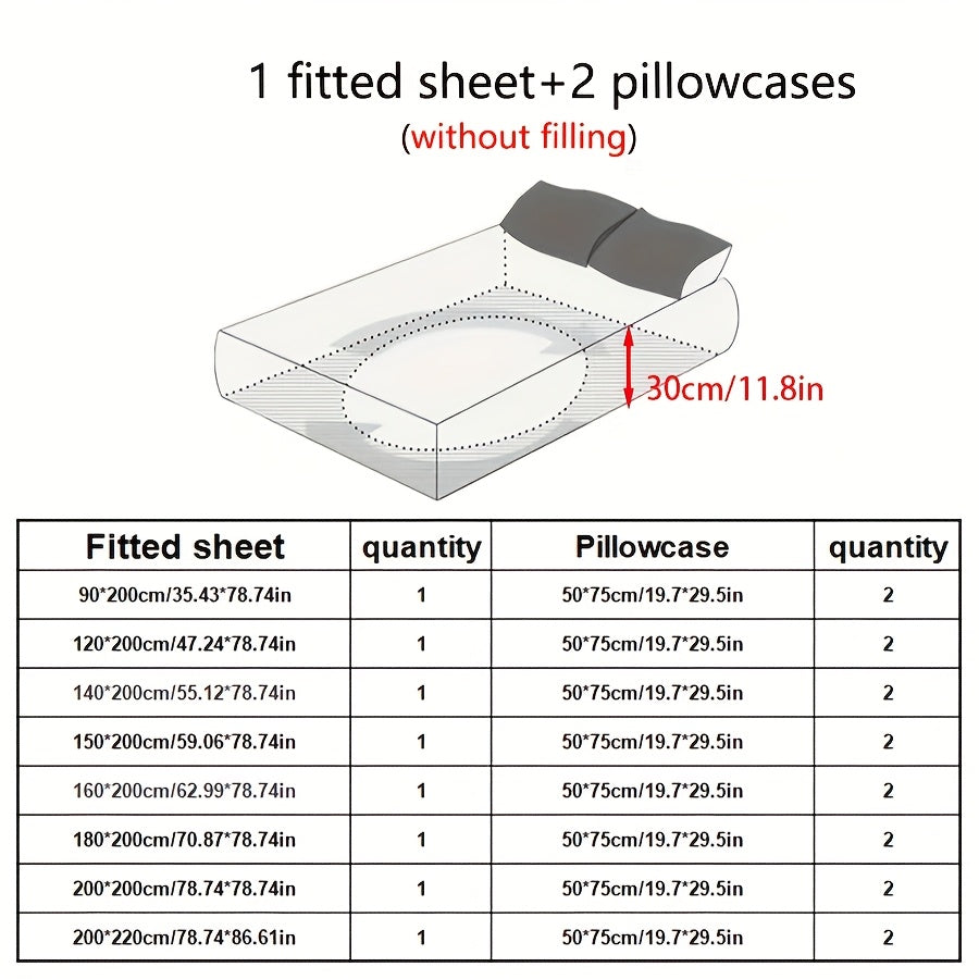 3pcs Skin-Friendly Vibrant Golden Sunflower + Butterfly Print Fitted Sheet Set, Includes 1 Fitted Sheet + 2 Pillowcases (Pillow Inserts Not Included), Soft, Comfortable, Breathable, and Durable, with 30cm/11.8in Deep Pockets for a Perfect Fit