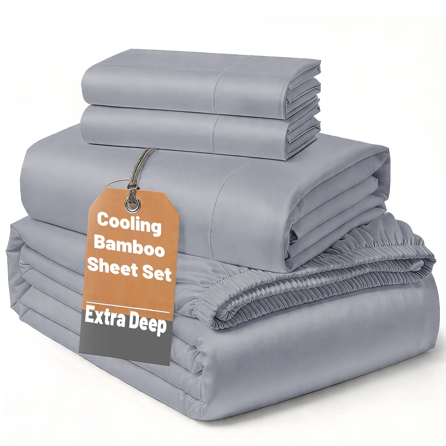 SASTTIE 2400TC Extra Deep Bamboo Cooling Bedding, Breathable & Cooling Hotel Luxury Bed Sheets Set For Child, Easy & Secure Fit - Soft, Wrinkle Free & Comfy Kids Sheet With 15" Deep Pocket, Ultra-Soft & Machine Washable Bedding, Kids Room Decor