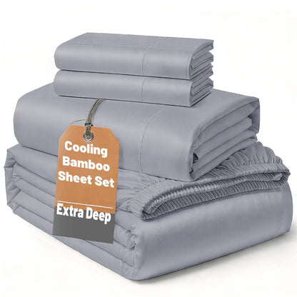 SASTTIE 2400TC Extra Deep Bamboo Cooling Bedding, Breathable & Cooling Hotel Luxury Bed Sheets Set For Child, Easy & Secure Fit - Soft, Wrinkle Free & Comfy Kids Sheet With 15" Deep Pocket, Ultra-Soft & Machine Washable Bedding, Kids Room Decor