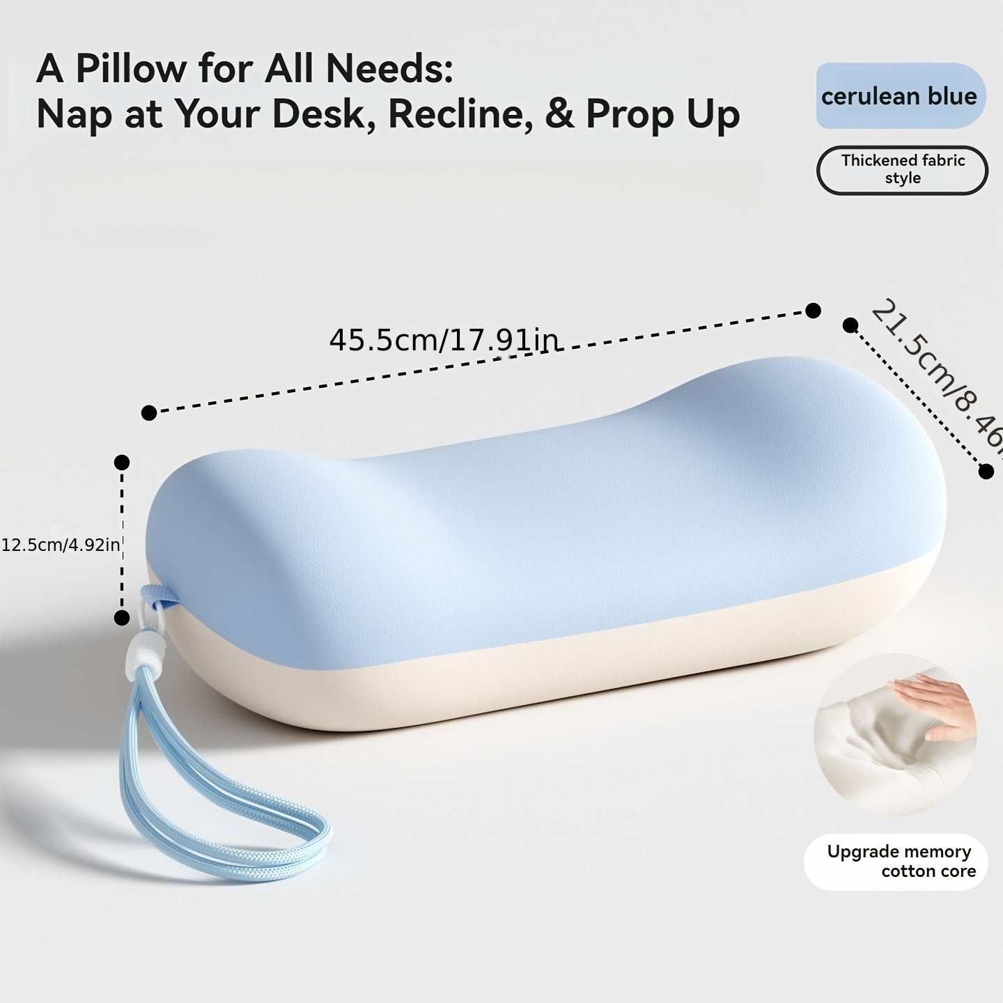 ELHIVE Cooling Memory Foam Nap Pillow for Office Desk, Ergonomic Face Down Pillow for Sleeping, No Numb Arms Design, Multi-functional Lumbar Support Cushion for Back & Waist, Portable Travel Pillow