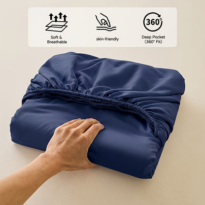1pc Soft Fitted Sheet, Deep Pocket Mattress Cover, Ultra-Soft Breathable Noiseless Non-Slip Thin Mattress Protector, Machine Washable for 6-11" Mattress (Twin/Full/Queen/King)