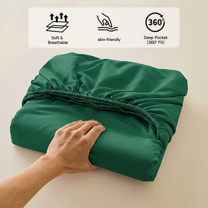 1pc Soft Fitted Sheet, Deep Pocket Mattress Cover, Ultra-Soft Breathable Noiseless Non-Slip Thin Mattress Protector, Machine Washable for 6-11" Mattress (Twin/Full/Queen/King)