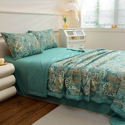1pc Cooling Bedspread - All-Season Lightweight Summer Comforter with Cooling Beige Bed Cover, Machine Washable Filling for Queen/King Size Beds, Elegant for Hot Sleepers