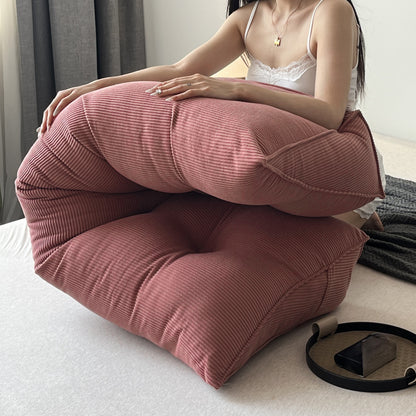1pc Wedge Shaped Positioning Pillow, Striped Velvet Cushion, Soft And Fluffy Fit to The Waist And Back, Side Storage Is Available