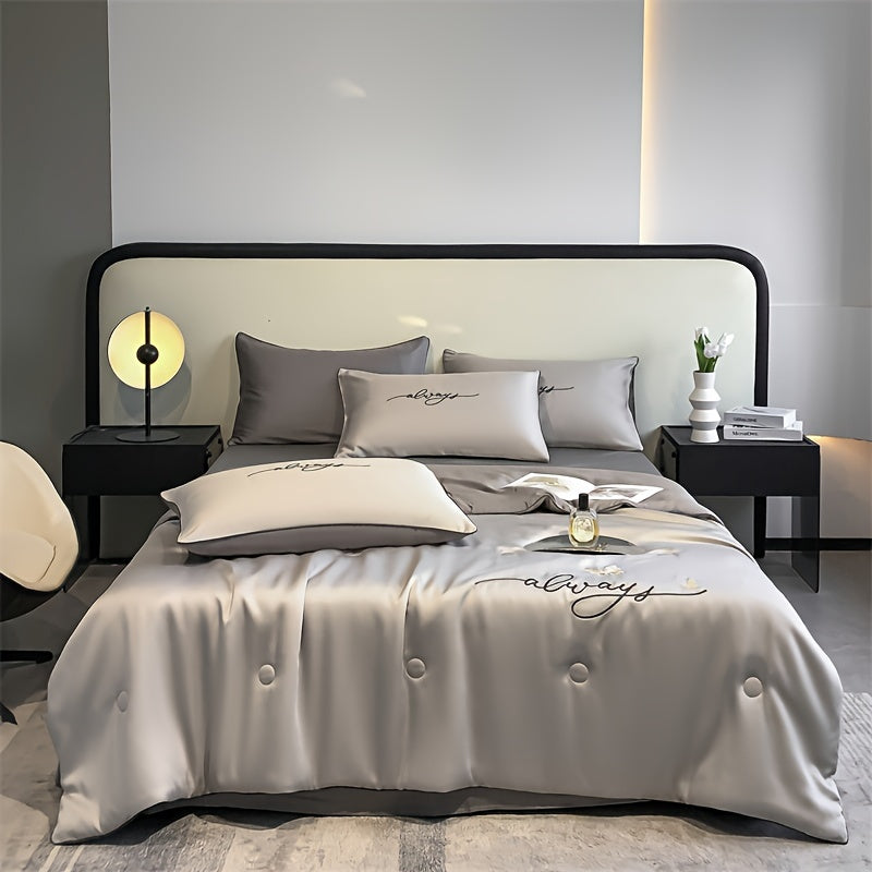 1pc Luxury Soft Summer Cool Quilt, Ultra-Soft Summer Cooling Blanket, Breathable Skin-Friendly Thin Bedding for All Seasons, Machine Washable, Ideal for Single/Double Beds, Hotel-Level Elegance for Bedroom, Guest Room, Office, Couch, And Travel
